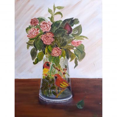 Healy – Bird Patterned Valge & Flowers